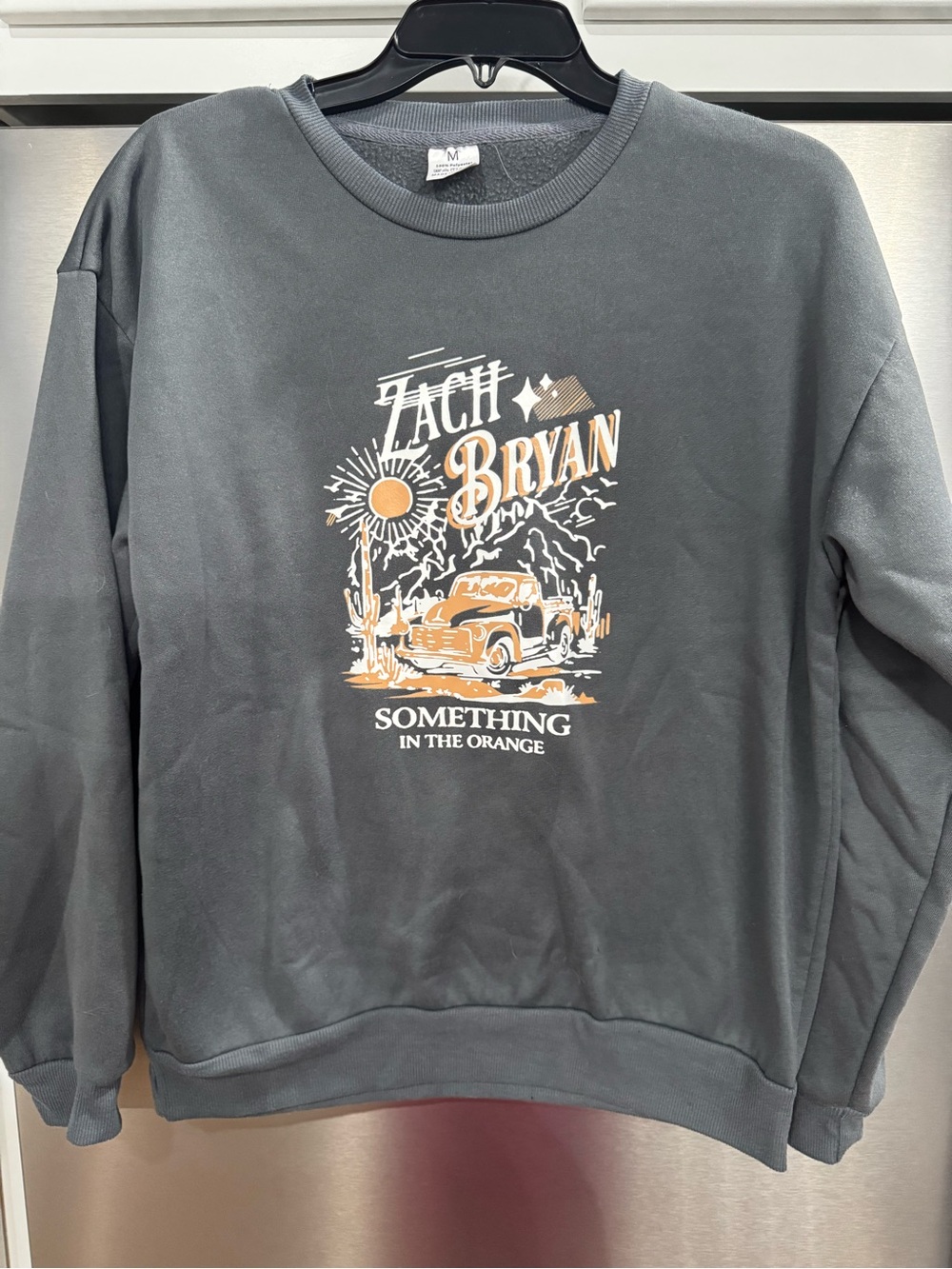 Zach Bryan Graphic Crewneck Sweater - Gray with Orange Print